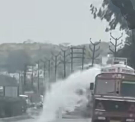 झांसी-कानपुर हाईवे पर नाइट्रोजन गैस टैंकर से रिसाव, मची अफरा-तफरी